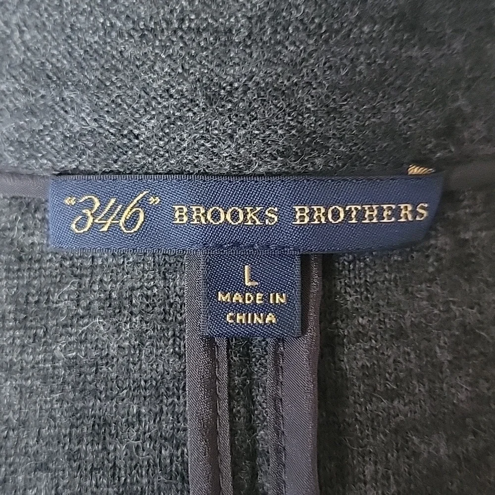 BROOKS BROTHERS Gray‎ Wool Blend Single Button Preppy Elbow Patch Sweater Blazer